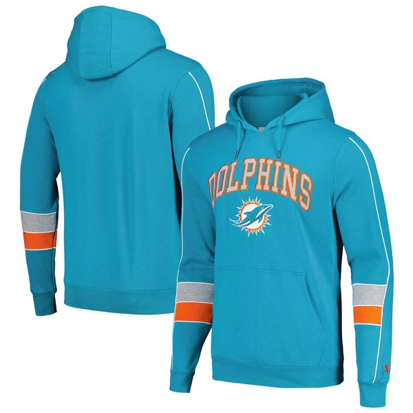 クランク メンズ アウター パーカー・スウェット 旗がしら Men\u0027starter Aqua Miami Dolphins Captain Pullover Hoodie Aqua アクア