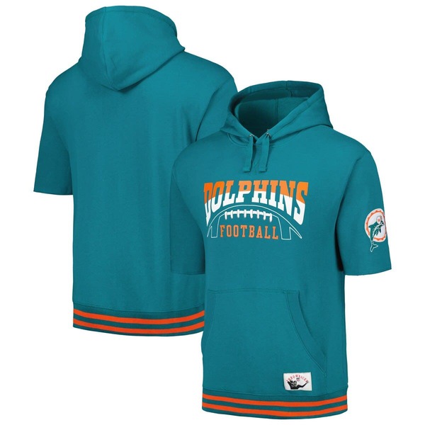 ミッチェル\u0026ネス メンズ アウター パーカー・スウェット Men\u0027s Mitchell \u0026 Ness Aqua Miami Dolphins Pre-Game Short Sleeve Pullover Hoodie Aqua アクア