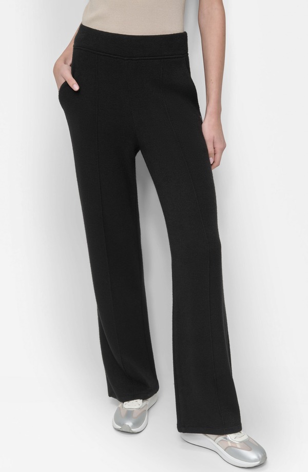 ダナ キャラン ニューヨーク州 レディース ボトムス レギンス ワイドレッグ ズボン下 DKNY Mere Hacci Wide Leg Pants Black 黒いこと
