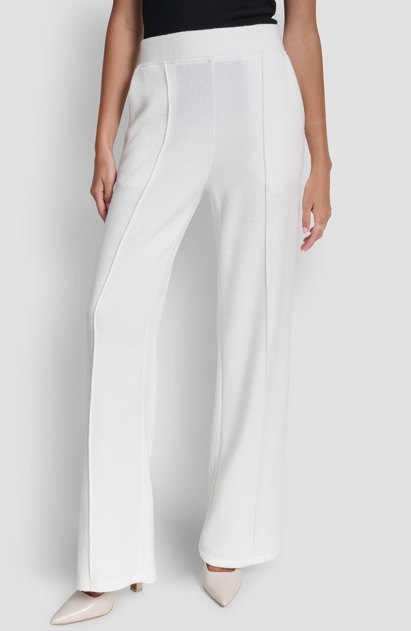 ダナ キャラン ニューヨーク州 レディース ボトムス レギンス ワイドレッグ ズボン下 DKNY Mere Hacci Wide Leg Pants Ivory 象牙色