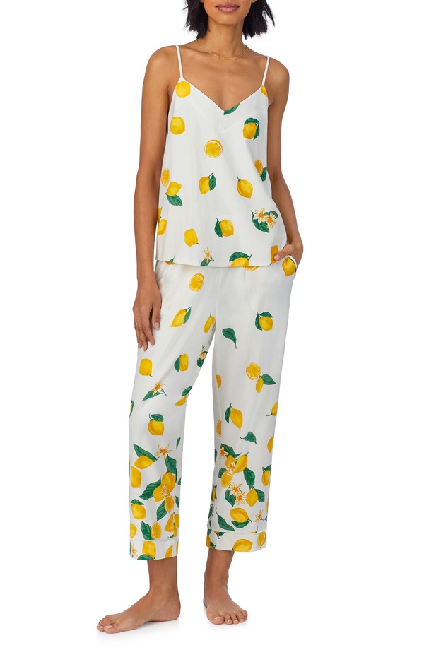 ベッドヘッドパジャマ レディース アンダーお召しもの ナイト爵お召しもの 綿織物 プルオーバー BedHead Pajamastretch Organicotton Jersey Cropajamas Main Squeeze Border