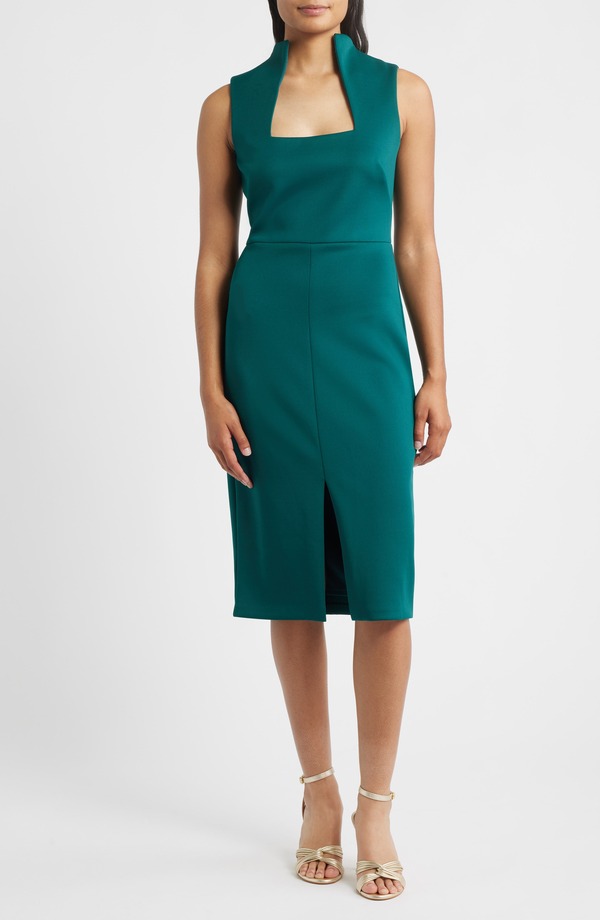 ヴィンスカムート レディース トップス 衣装 縮緬 アクアラング Vince Camuto Laser Cut Scuba Crepe Sheath Dress Pine