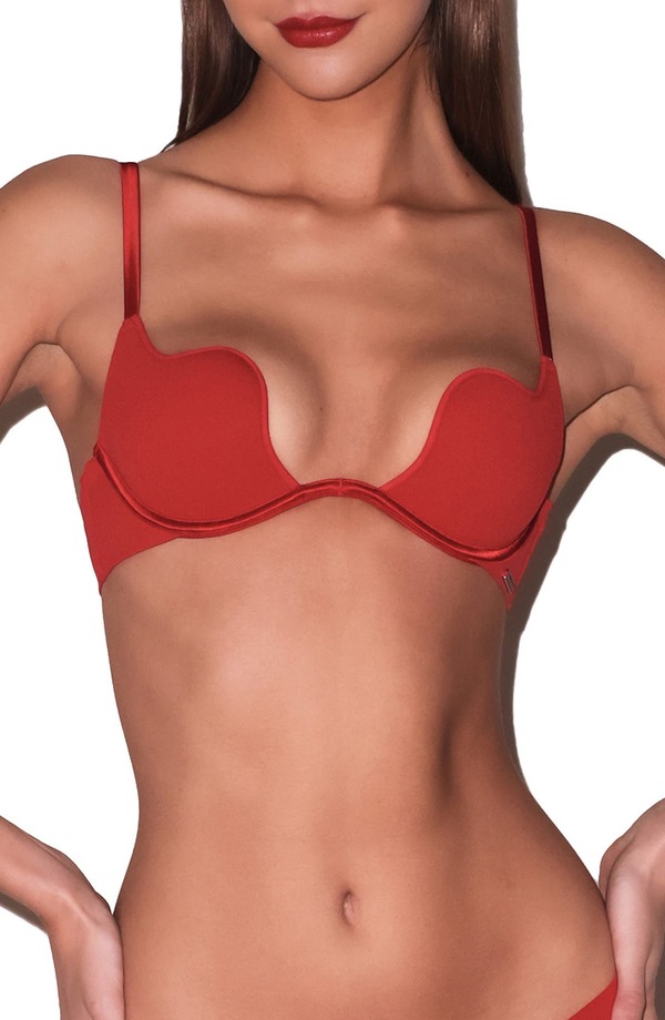 フレーデュマール レディース アンダー御召しもの ブラ Fleur Du Male Stretch U-Neck Underwire Plunge Bra Rouge
