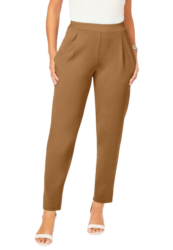 ジェシカ英国の首都 レディース ボトムス ジーンズズボン下 引っ切り無い 縮緬 編み物 Jessica London Stretch Knit Crepe Straight Leg Pants Brown Maple 赤銅色