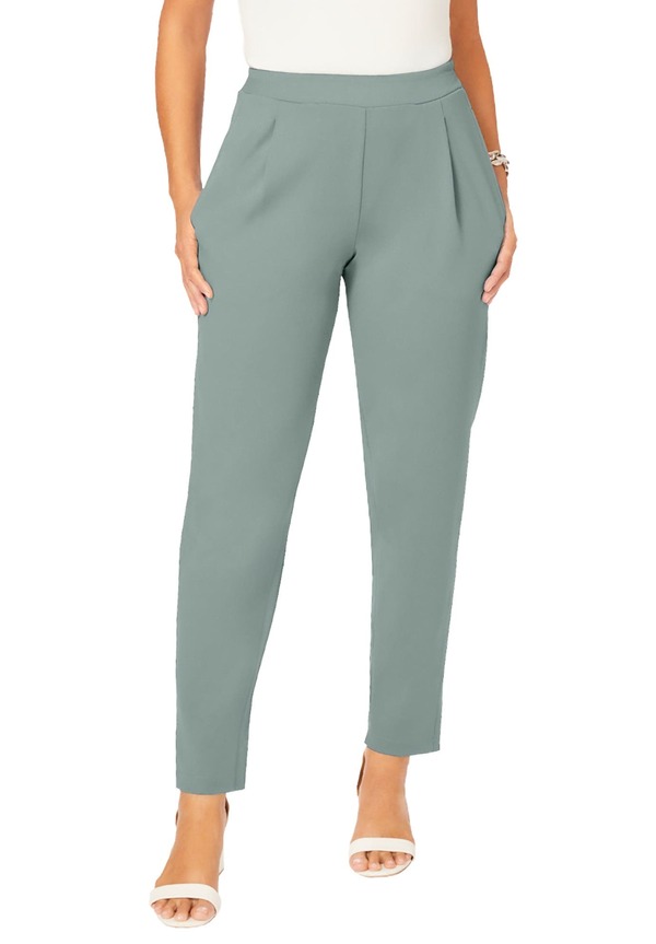 ジェシカ英国の首都 レディース ボトムス ジーンズズボン下 引っ切り無い 縮緬 編み物 Jessica London Stretch Knit Crepe Straight Leg Pants Grey Spruce 薄墨色