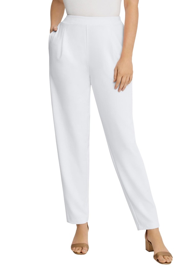 ジェシカ英国の首都 レディース ボトムス ジーンズズボン下 引っ切り無い 縮緬 編み物 Jessica London Stretch Knit Crepe Straight Leg Pants White 白いこと