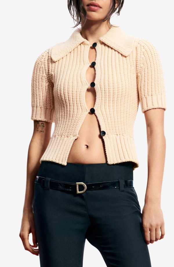 デジグアル レディース アウター ジレー 綿織物 Desigual Short Sleeve Cotton Blend Cardigan Beige ベージュ