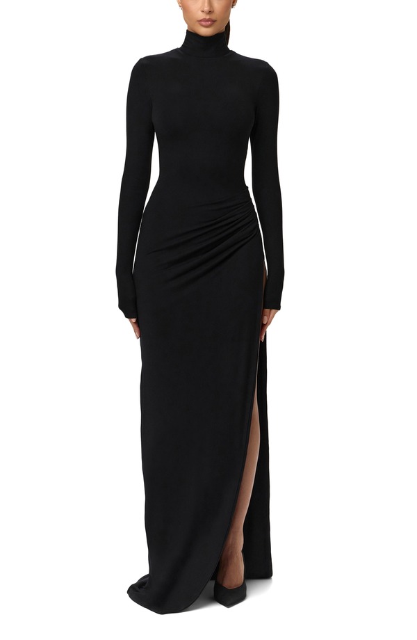 ネイキッドワードローブ レディース トップス ワンピース タートルネック マキシ Naked Wardrobe Butter Turtleneck Long Sleeve Maxi Dress Black ブラック|ReVida 店