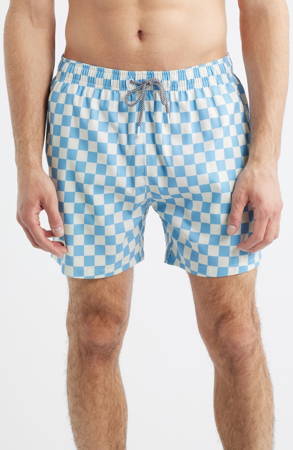 ボーディーズ メンズ 海水着 二分の一ズボン下・さる股引き 刷り上げる Boardies Checkerboard Print Swim Trunks Blue/ Cream 皮膚軟化剤