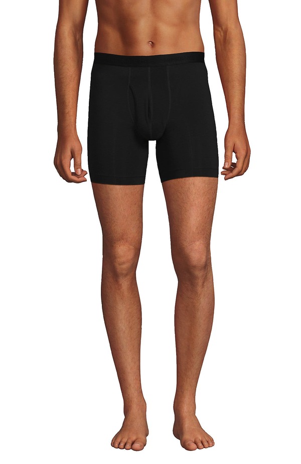 ランズ挙げ句の果て メンズ アンダーお召しもの ボクサーズボン下 Lands\u0027 End Flex Performance Boxer Brief 3 Pack Black 黒いこと