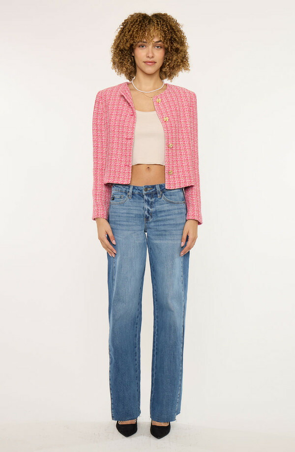 カンクン レディース ボトムス ジーンズズボン下 ワイドレッグ デニム KanCan Marianne Mid Rise Wide Leg Jeans Medium Dark