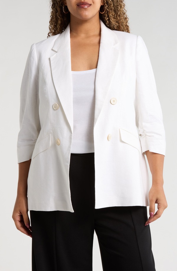 ジョーンズニューヨーク州 レディース アウター 上衣・上衣 リネン Jones New York Open Front Linen Blend Jacket Natural White 白いこと