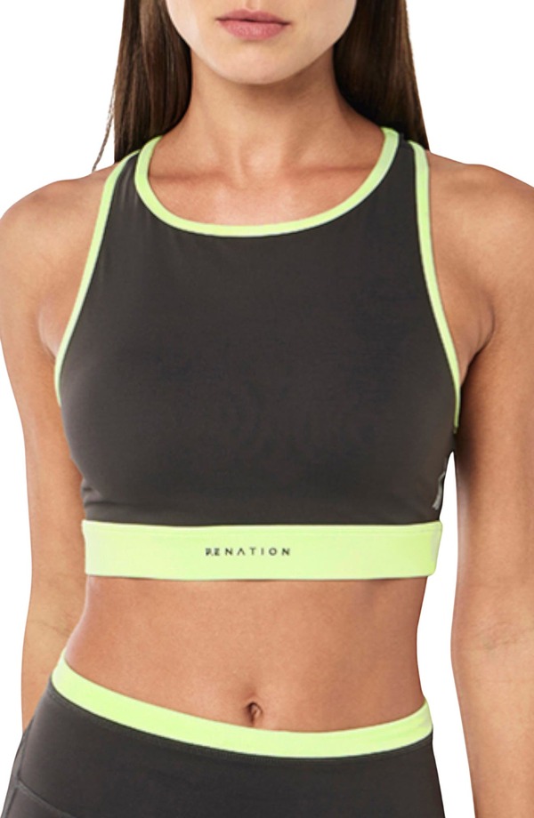 ピーイーネーション レディース アンダー御召しもの ブラ ハイネック P.E Nation Rapid High Neck Sports Bra Caviar/ Washed Lime 菩提樹