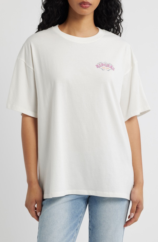 下唇長い巻き毛 レディース トップス ティーシャツ グラフィック Rip Curl Half Moon Bay Heritage Graphic T-Shirt Bone
