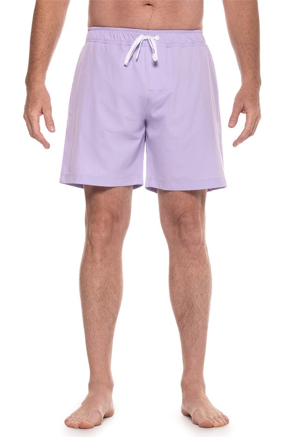 クーリバー メンズ 水泳着 二分の一ズボン下・さる股引き 遊撃手ズボン下 Coolibar Men\u0027swim Shorts 7 1/2\" - UPF 50+ Sun Protection - Kahuna Lavendula"