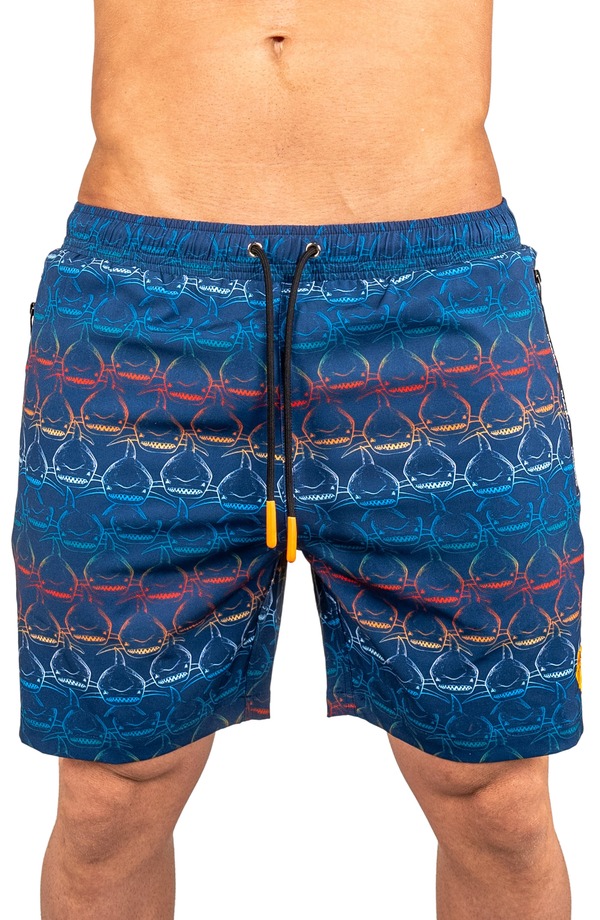 マセオ メンズ 海水着 二分の一ズボン下・さる股引き Maceoo Swim Lion Shark Wave Swim Trunks Blue 青碧