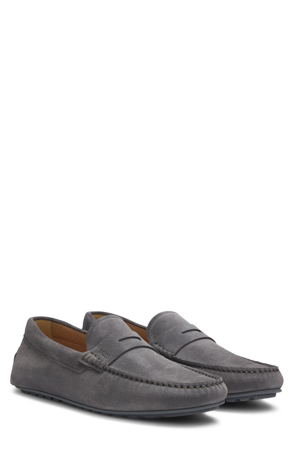 主任者 メンズ シューズ スリッポン・ローファー BOSS Noel Penny Loafer Dark Grey 薄墨色