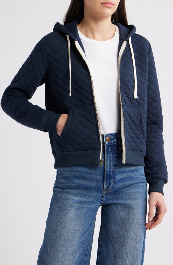 米国海兵隊員 度合い レディース アウター パーカー・スウェット キルティング Marine Layer Corbet Quilted Zip-Up Hoodie Navy 米国海軍