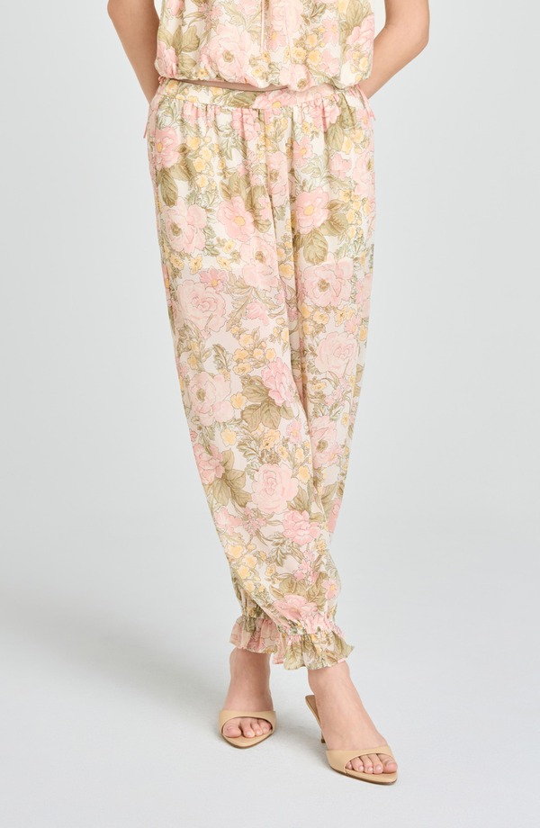 亭主持ち レディース ボトムス レギンス セミシアー 御花柄 ズボン下 シアー 御花 WAYF Jasmine Floral Semisheer Balloon Pants Blush Floral 毛はらい