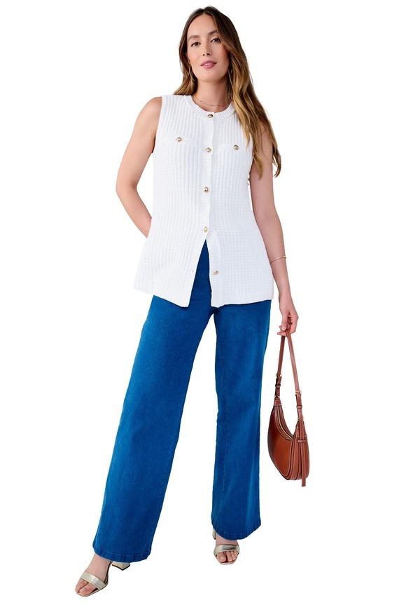 ジェシカ英国の首都 レディース アウター パーカー・スウェット より良い ティーシャツ ジレー Jessica London Boxy Stitch Cardigan Sweater Vest White 白いこと