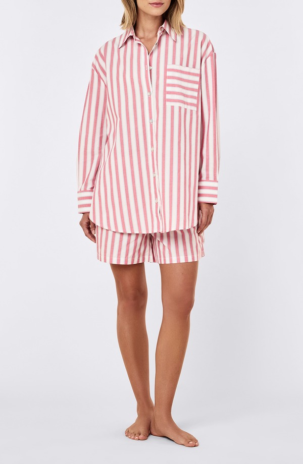 パピネール レディース アンダー御召しもの ナイト爵御召しもの Papinelle Stripe Short Pajamas Raspberry 縞模様