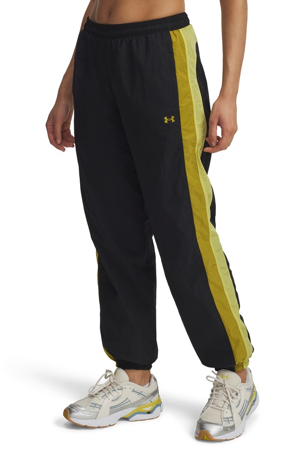 アンダーアーマー レディース ボトムス レギンス ズボン下 Under Armour Icon Waterepellent Crinkle Pants Black / Yellow / Green 黒いこと