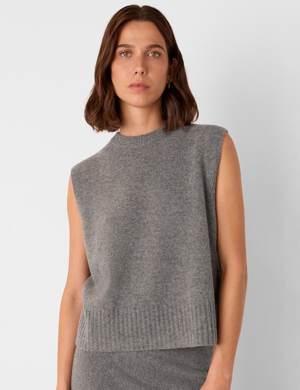 ホイッスルズ レディース アウター パーカー・スウェット より良い ノースリーブ 編み物 Whistles Knitted Sleeveless Vest Grey 薄墨色