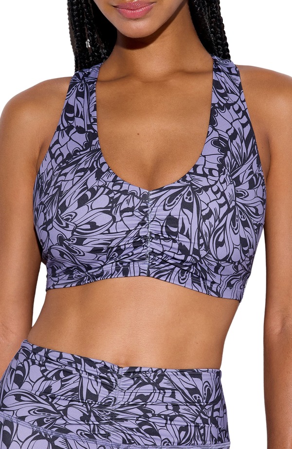 スピリチュアルギャングスタ レディース アンダー御召しもの ブラ ギャザー Spiritual Gangster Manifest Calypso Ruched Sports Bra Dawn