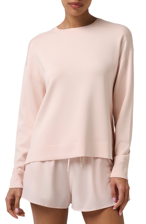 トラビスマヒュー レディース アウター パーカー・スウェット 労働者の一団のど首 プルオーバー TravisMathew Skyloft Crewneck Sweatshirt Sheer Pink さくら色