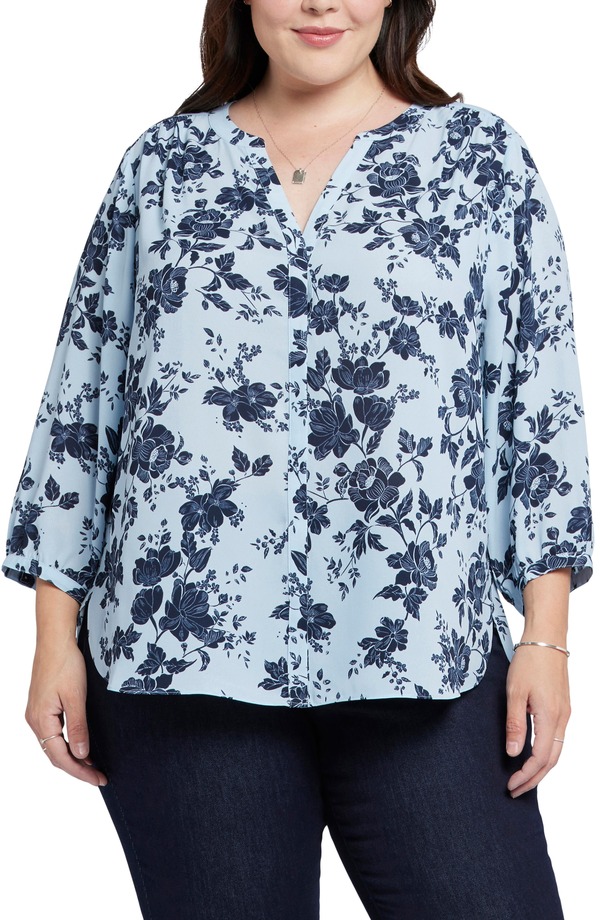 エヌワイディージェイ レディース トップス シャツ セミシアー ブラウス NYDJ Semisheer Pintuck Blouse Rosemary Petals|ReVida 店