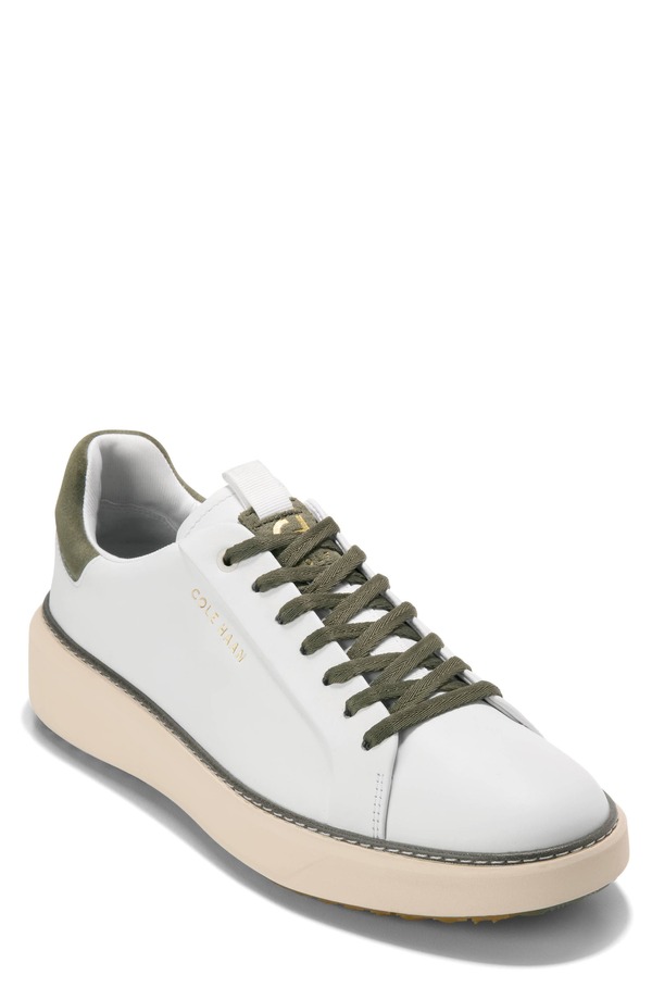電話を掛けるハーン メンズ シューズ スニーカー Cole Haan GrandPro Topspin Waterproof Golf Shoe White / Dusty Olive Suede 白いこと