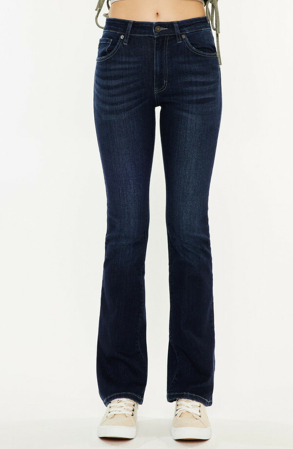 カンクン レディース シューズ ブーツ・レインブーツカット デニム KanCan Marla High Rise Skinny Bootcut Jeans Dark Wash