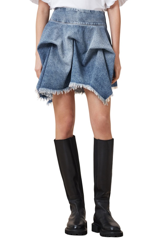 オールセインツ レディース ボトムス ジーンズズボン下 スコート AllSaints Crissy Gatheredenim Skirt Vintage Indigo インディゴ