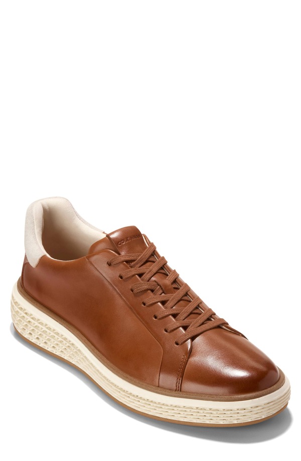 電話を掛けるハーン メンズ シューズ スニーカー Cole Haan GrandPro Court SkyWeave Sneaker British Tan / Ivory Suede 象牙色