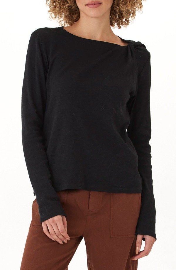 スレッズ・フォー・ソート レディース トップス プルオーバー Threads 4 Thought Francine Texture Slub Long Sleeve T-Shirt Black 黒いこと