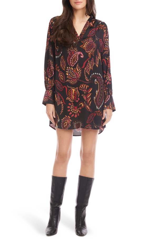 フィフティーントゥエンティ レディース トップス 衣装 刷り上げる FIFTEEN TWENTY Calista Print Long Sleeve Shift Dress Paisley