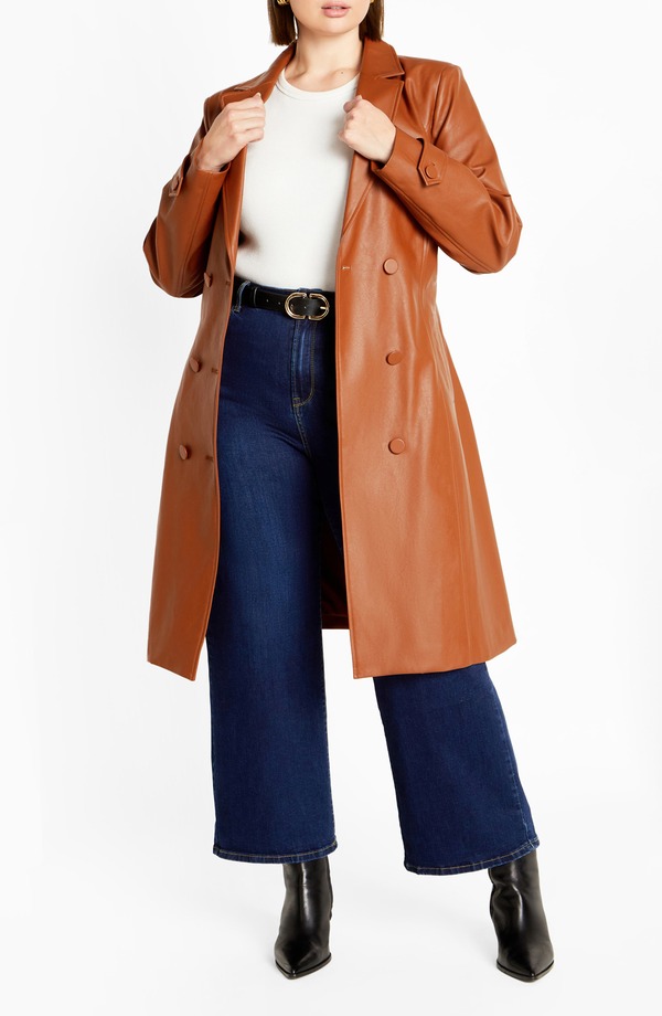 シティーシック レディース アウター 上衣・上衣 厚地の外套 なめし革 フェイクレザー City Chic Briella Faux Leather Trench Coatoffee