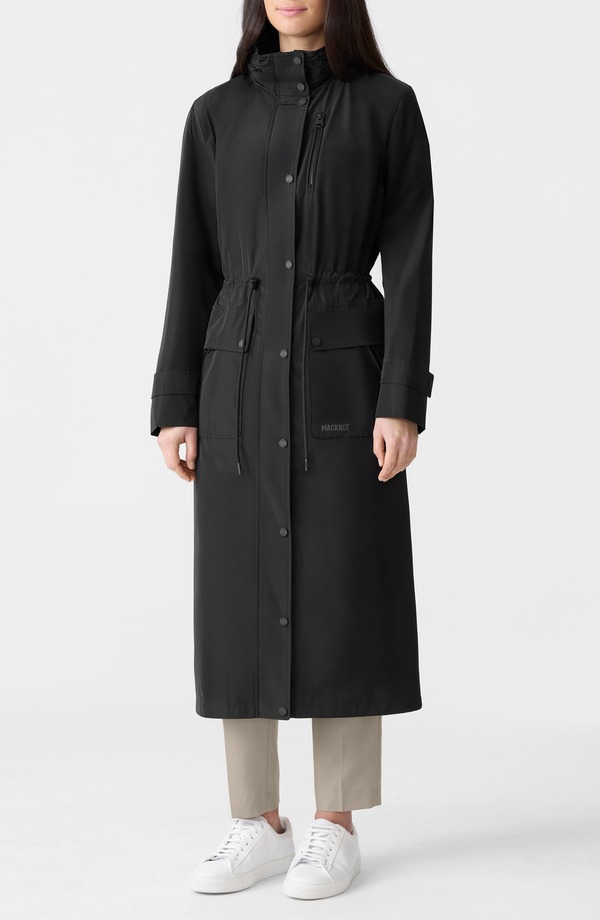 マッカージュ レディース アウター 上衣・上衣 厚地の外套 Mackage Magdalena Waterepellent Raincoat with Stowaway Hood Black 黒いこと