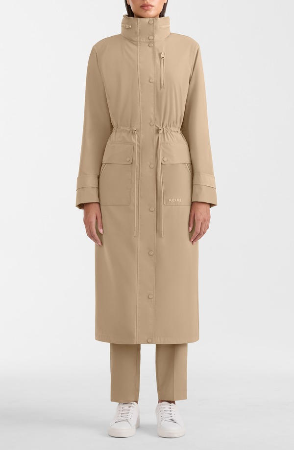 マッカージュ レディース アウター 上衣・上衣 厚地の外套 Mackage Magdalena Waterepellent Raincoat with Stowaway Hood Light Camel 駱駝