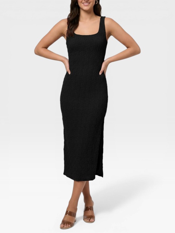 レイチェル ロイ レディース トップス 衣装 MIDI ノースリーブ 編み物 RACHEL Roy Emi Sleeveless Pucker Knit Midi Dress Black 黒いこと