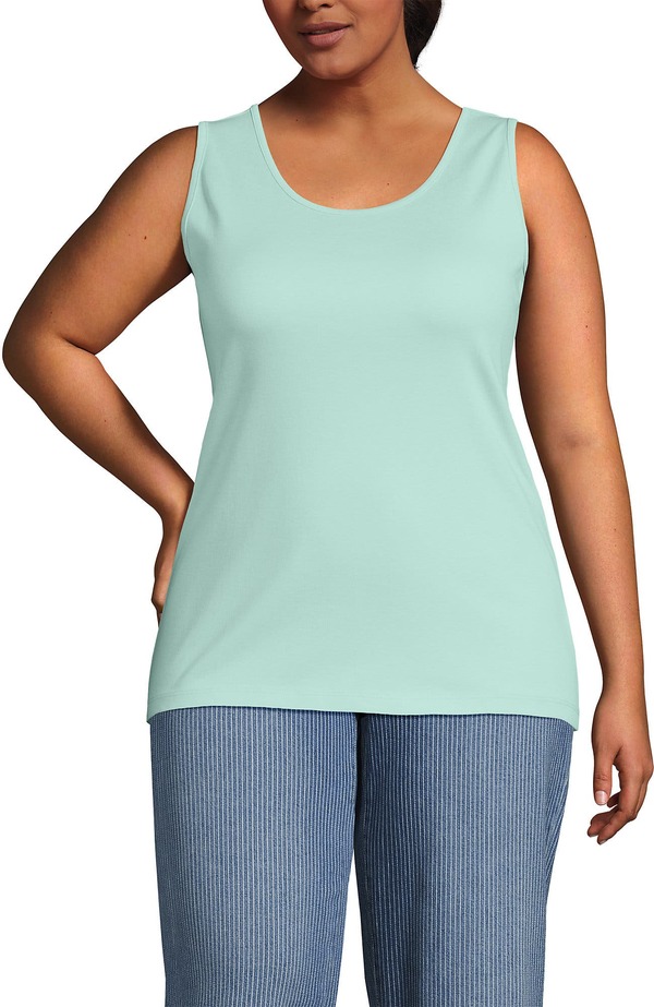 ランズ挙げ句の果て レディース トップス プルオーバー 綿織物 Lands\u0027 End Cotton Tank Topale Sky
