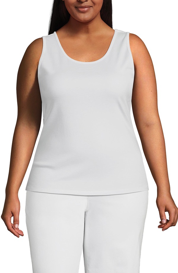 ランズ挙げ句の果て レディース トップス プルオーバー 綿織物 Lands\u0027 End Cotton Tank Top White 白いこと