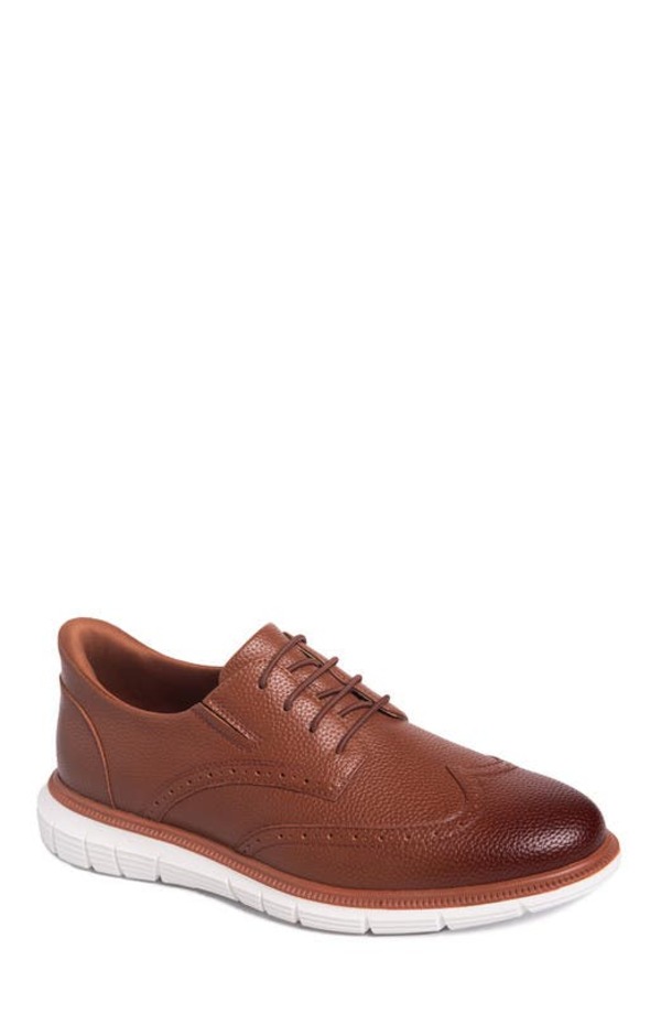 マークジョセフニューヨーク メンズ シューズ オックスフォード ウィングチップ なめし革 Marc Joseph New York Hill Street Hands Free Technology Leather Wingtip Oxford Cognac Grainy Leather