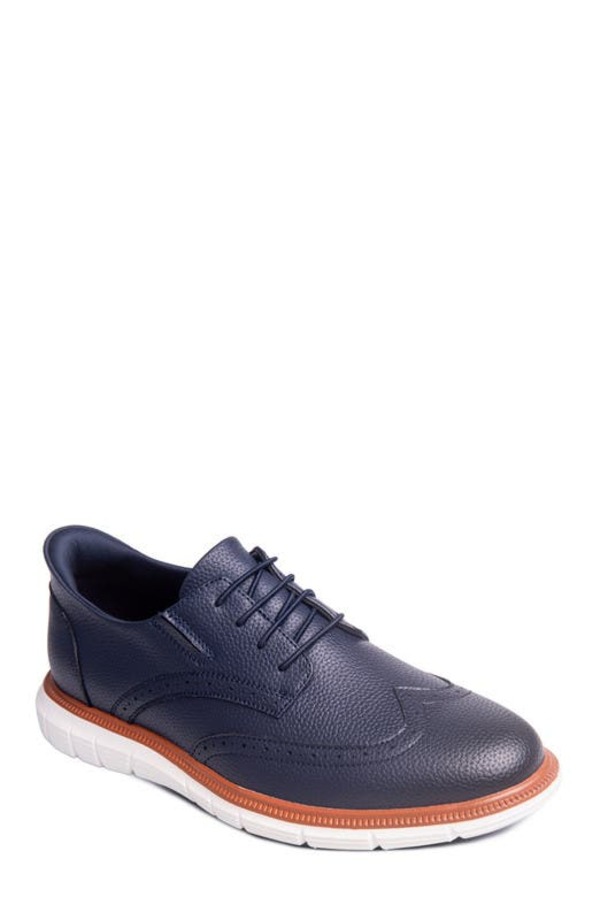 マークジョセフニューヨーク メンズ シューズ オックスフォード ウィングチップ なめし革 Marc Joseph New York Hill Street Hands Free Technology Leather Wingtip Oxford Navy Grainy Leather 米国海軍