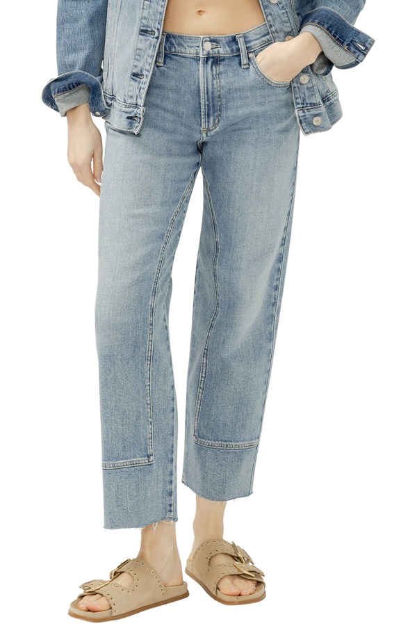 しろがね色 デニム レディース ボトムス ジーンズズボン下 引っ切りない アンクル Silver Jeans Co. Western Relaxed Ankle Straight Leg Jeansolstice
