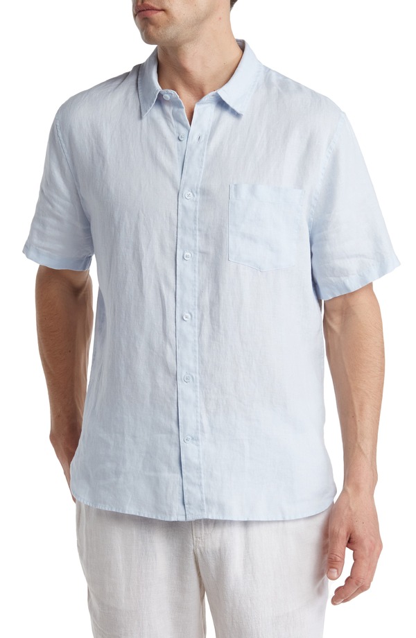 ヴィンス メンズ トップス シャツ リネン Vince Classic Fit Short Sleeve Linen Shirt Glacier 37,570円