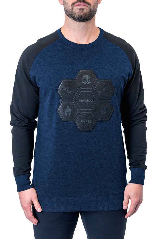 マセオ メンズ アウター パーカー・スウェット セーター Maceoo Hive Mind Appliqu Sweater Blue ブルー|ReVida 店