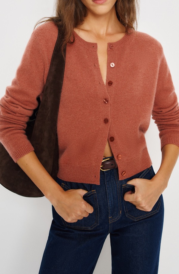 リフォーメーション レディース アウター パーカー・スウェット カーディガン Reformation Clara Cashmere Crew Cardigan Rosewood|ReVida 店