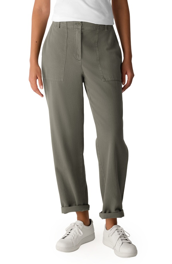 エイリーンフィッシャー レディース ボトムス レギンス ズボン下 綿織物 Eileen Fisher Easy Tapered Organicotton Pants Bayleaf