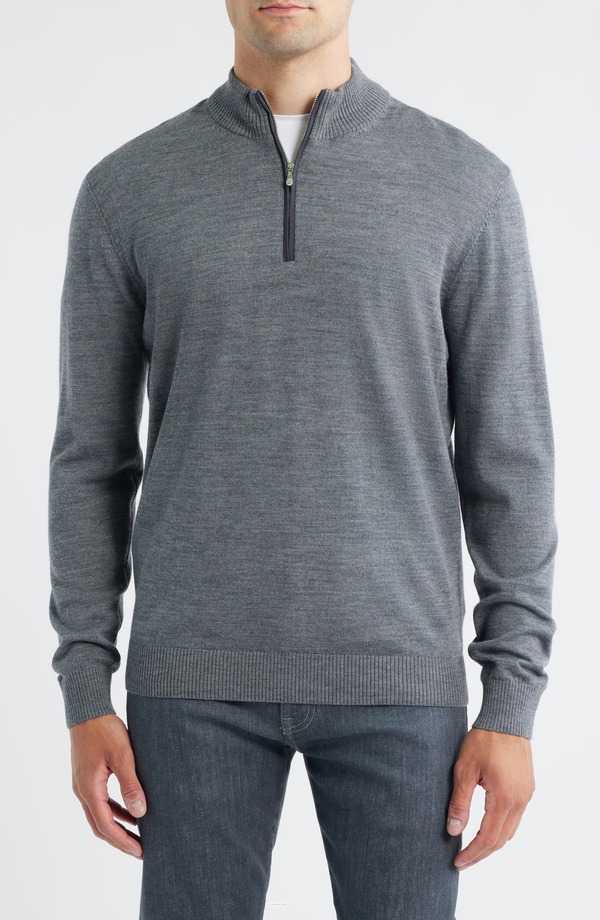 ジョニー オー メンズ アウター パーカー・スウェット ハーフジップ ウール セーター johnnie-O Raynor Merino Wool Quarter Zip Sweater Charcoal チャコール|ReVida 店